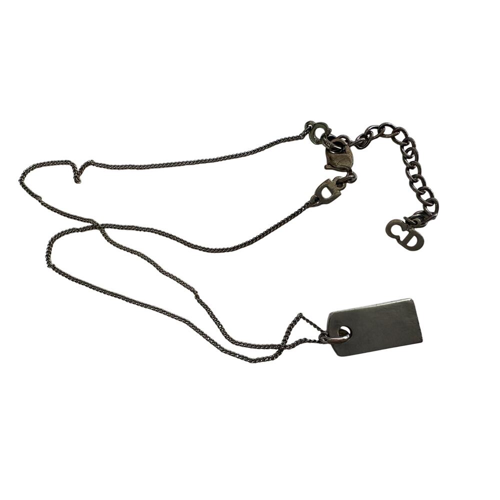 Christian Dior Dog Tag Style Necklace - Gunmetal - Picture 8 of 16